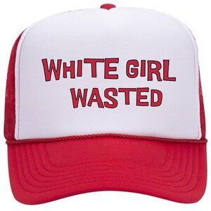 Wasted White Girl Red & White Foam Trucker Mesh Snapback Cap Hat